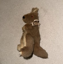 Kangaroo Real Fur Stiff Stuffed Animal Vintage