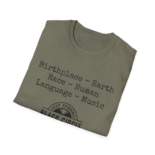 Geburtsort Erde Rennen menschliche Sprache Musik Vinyl Schallplatte Laden T-Shirt Festival - Bild 17 von 33