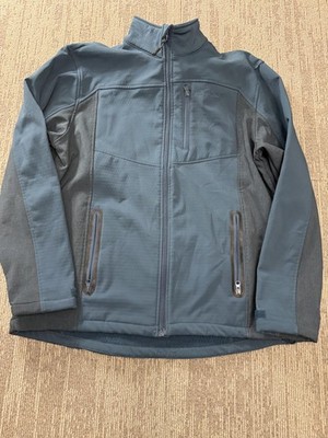 Magellan Outdoors Jacket Mens Large Blue Gray Softshell Fleece Lined Full Zip