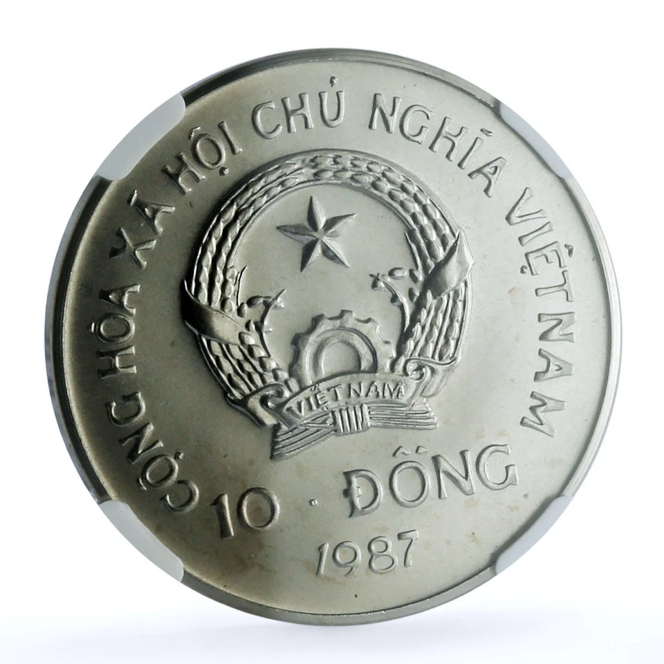 Vietnam 10 dong Orangutan KM-28 Monkey Wildlife Fauna MS 69 NGC CuNi coin 1987 - Image 2 of 4