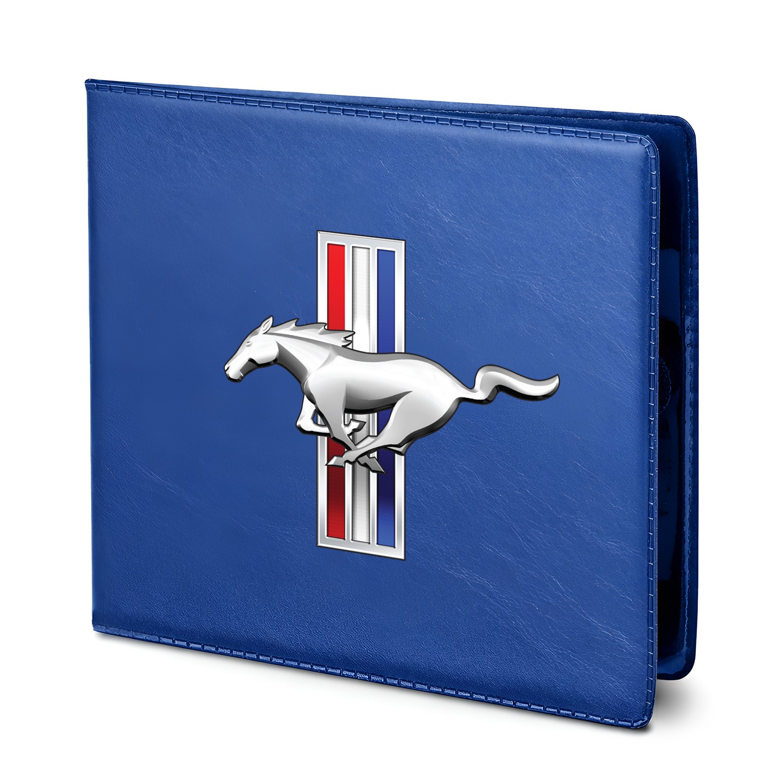 Ford Mustang Tri-Bar Auto Insurance Registration Blue Document Holder Wallet