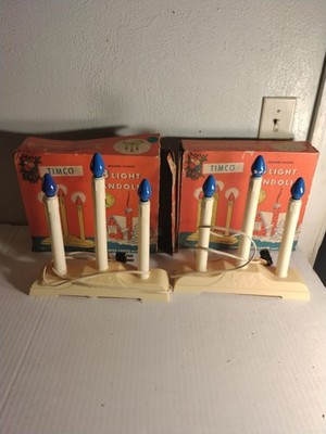 2 Vintage Timco 3 Light Christmas Window Chandoliers In Original Boxes Working