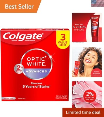 Optic White Advanced Hydrogen Peroxide Toothpaste, 3 Pack, Sparkling White