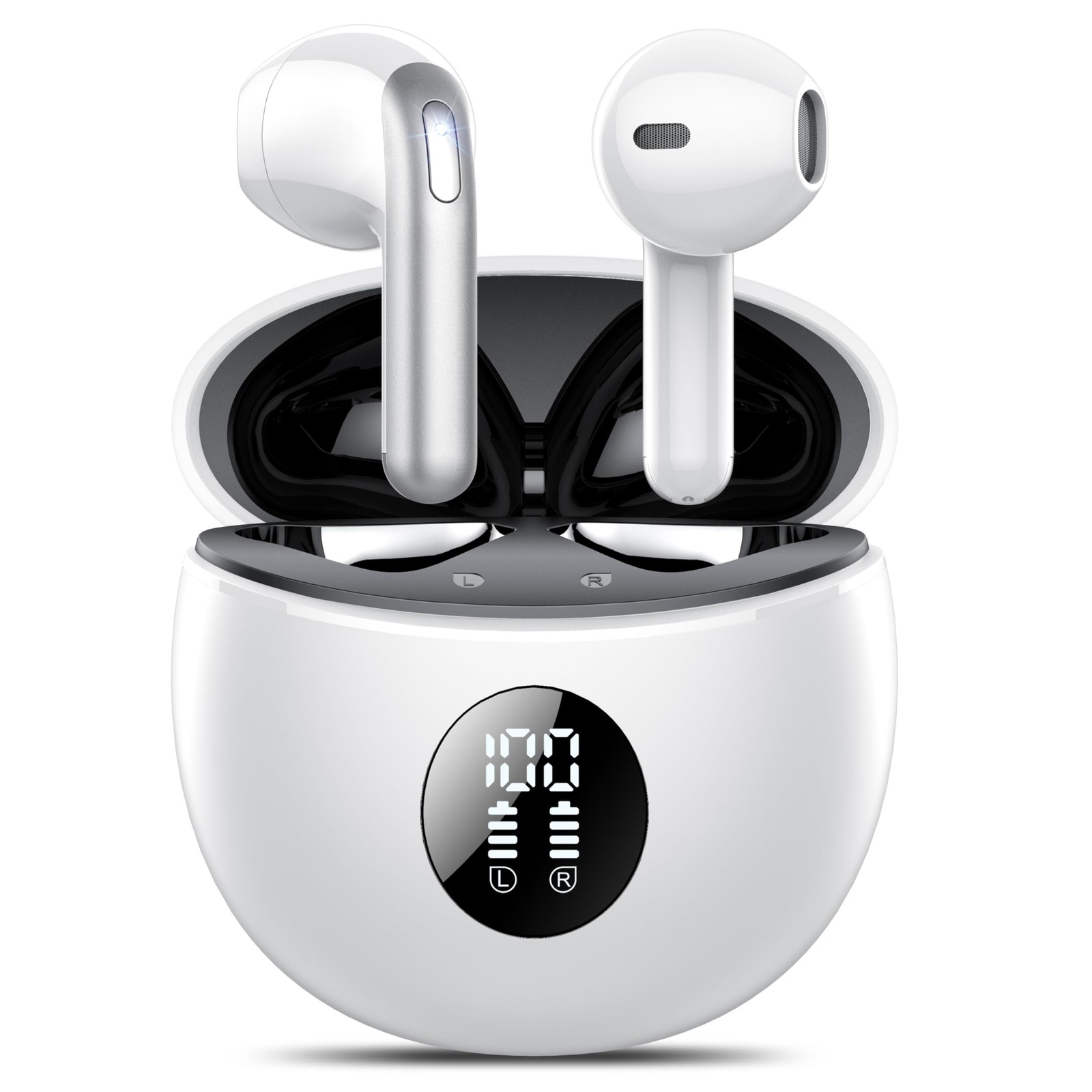 Wireless Bluetooth 5.4 Earbuds with 50H Playtime LED Display Deep Bass