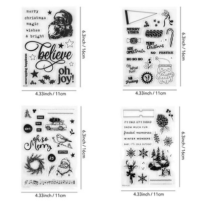 Weihnachtsmann & Schneeflocke Clear Stamps - Weihnachtsschmuck Wünsche Set