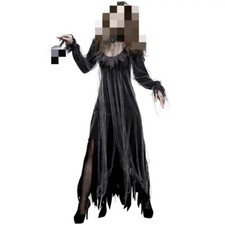 Popular Women Cosplay Costume Halloween Outfit Carnival Cape Black Dress