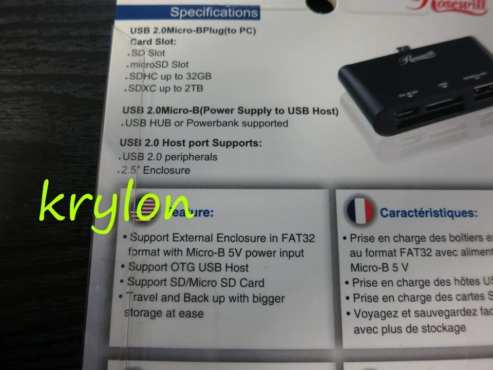 Rosewill Mobile OTG SD Micro USB 2.0 SD Card Reader Retail Kit Droid TG Hub SDHC - Image 3 of 3