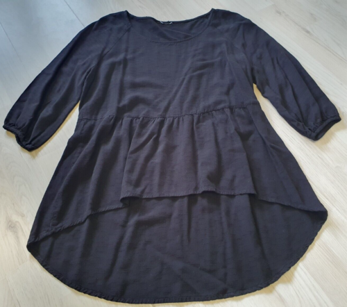 Damen 3/4 Arm Tunika Shirt Bluse unifarben schwarz sexy Gr.  S / M - Bild 1 von 4