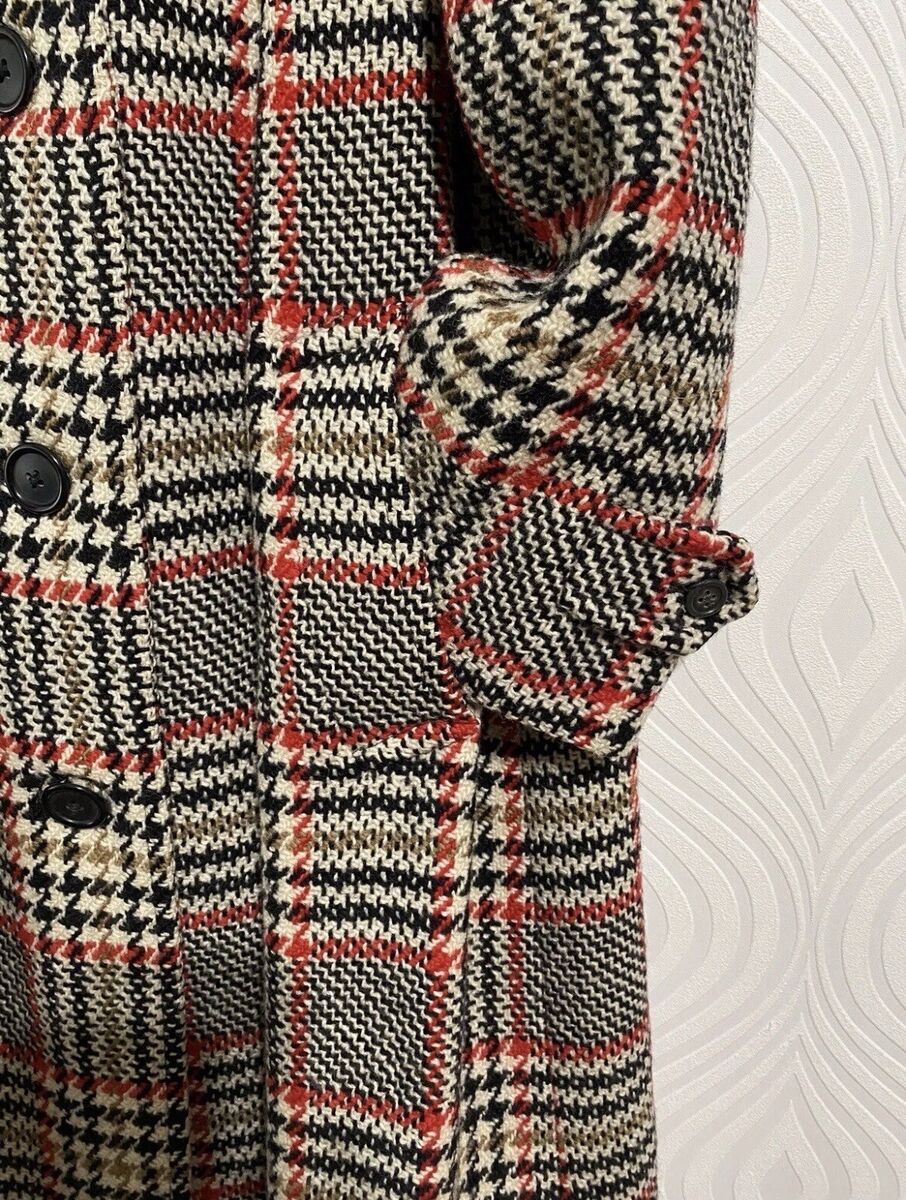 Burberrys Tweed Trench Coat Classic Burberry Check Plaid sz Burberrys Tweed Trench Coat Classic Burberry Check Plaid sz
