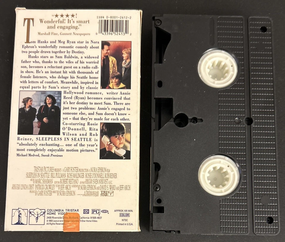 Sleepless In Seattle VHS Video Tape Tom Hanks Meg Ryan (Columbia 1993 Used) - Image 2 of 4