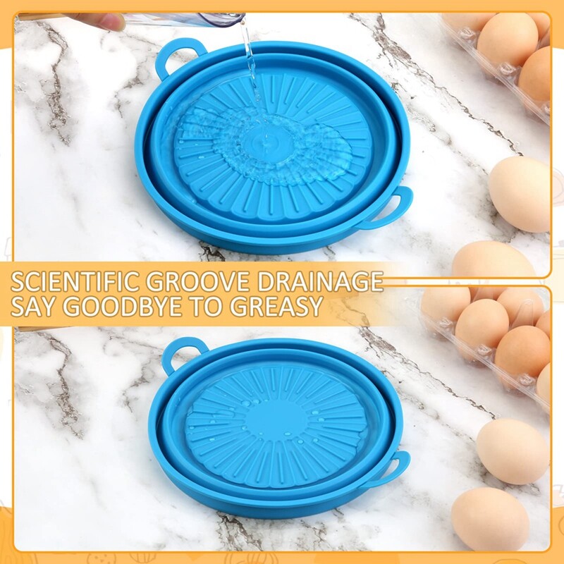 2 Stück Silikon Air Fryer Liner Pot Pergament Liner Antihaft Silikon