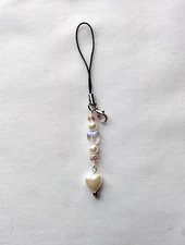 Heart Beaded Phone Charm Dangle Lanyard Hanging Pendant Chain Car Decor Handmade