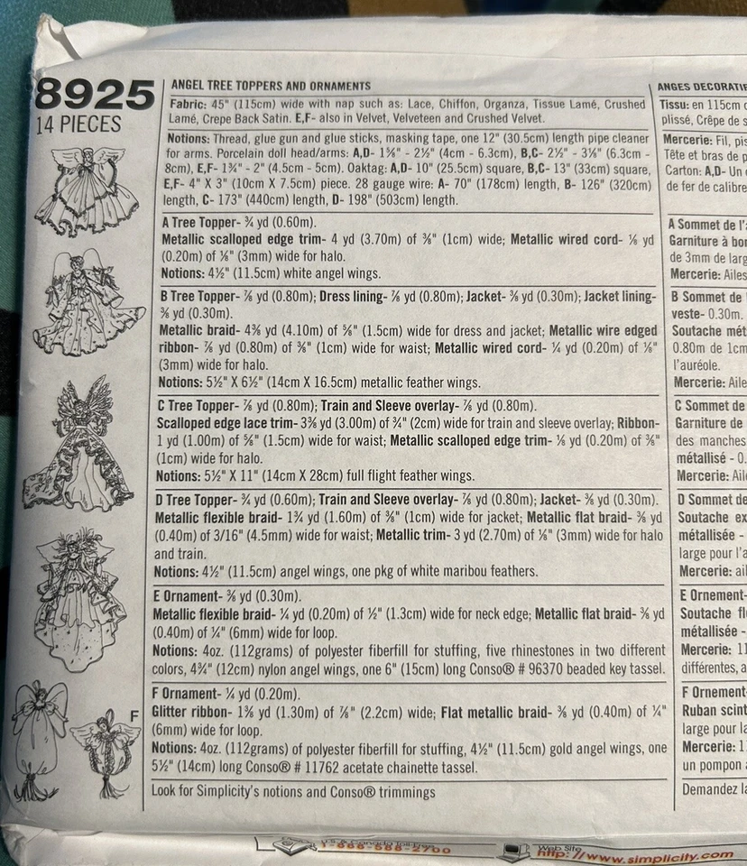 Simplicity Holiday Sewing Pattern 8925 Uncut Elaine Heigl Designs - Image 3 of 4