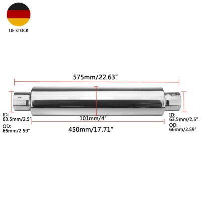 2.5''63.5mm Universal Auto Auspuff Endtopf Schalldämpfer Edelstahl Topflänge 45cm