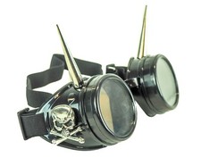 Skull Crossbones 3" Spike Steampunk Victorian Welding Black Goggles Punk Goth