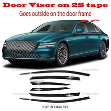 2S Tape BLACK Door Window Vent Visor Deflector  For Genesis G80 2021-2025 ⭐6pcs⭐