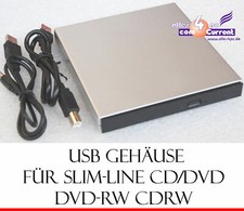 Image of External Slim Line Case USB 2.0 for CD/DVD CD-RW DVDRW HDD Data & Power Cable