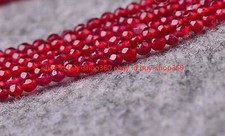 4mm Genuine Natural Faceted Red Jade Round Gemstone Loose Beads 15Inch