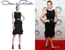 R'13 CHIC CLASSY ELEGANT a MUST Oscar De La Rent peplum little" black wool Dress
