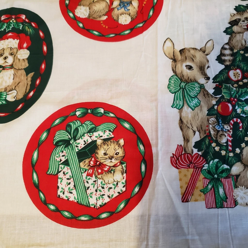 Panel de tela 2 Wamsutta sin cortar adornos de árbol de Navidad con sello de colección Foto 3 de 4