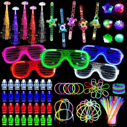153 Packs Glow in the Dark Party Supplies LED Light Up Toys Bulk Party Favors - 第 1/6 張圖片