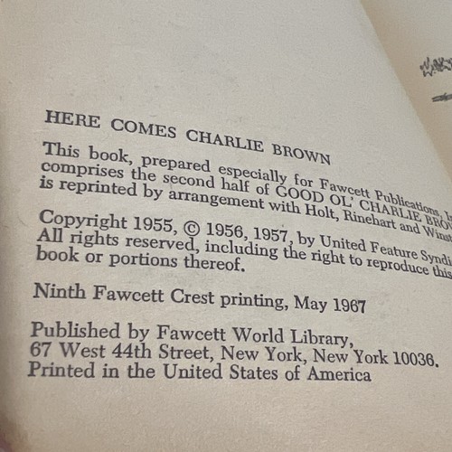 Here comes Charlie Brown! Book 1967 paperback book peanuts - Imagen 9 de 9