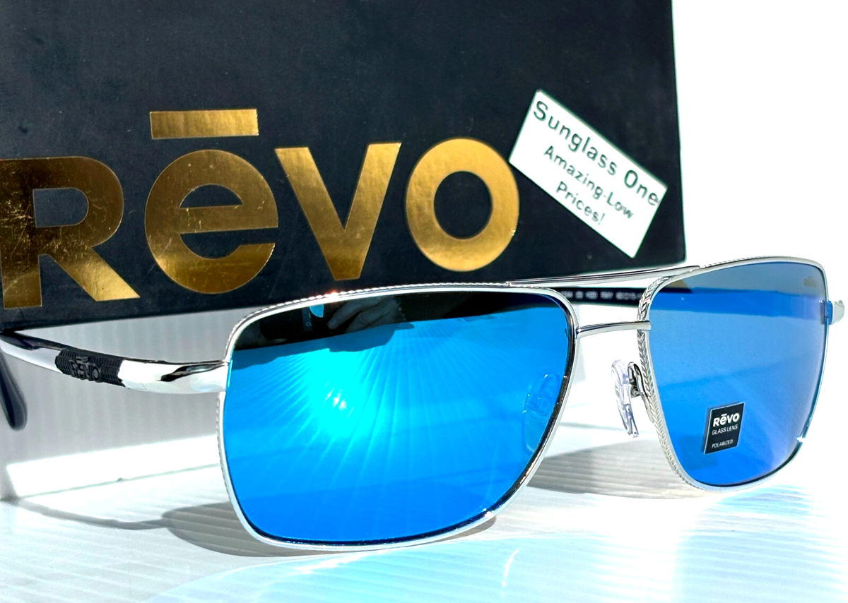 NEW REVO RAY Shiny Chrome POLARIZED Blue Lens Sunglass 1244 
