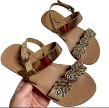 Joyfolie Girls Rhinestones Detailed Sandals Size 1 Youth Leather Shoes Sparkly