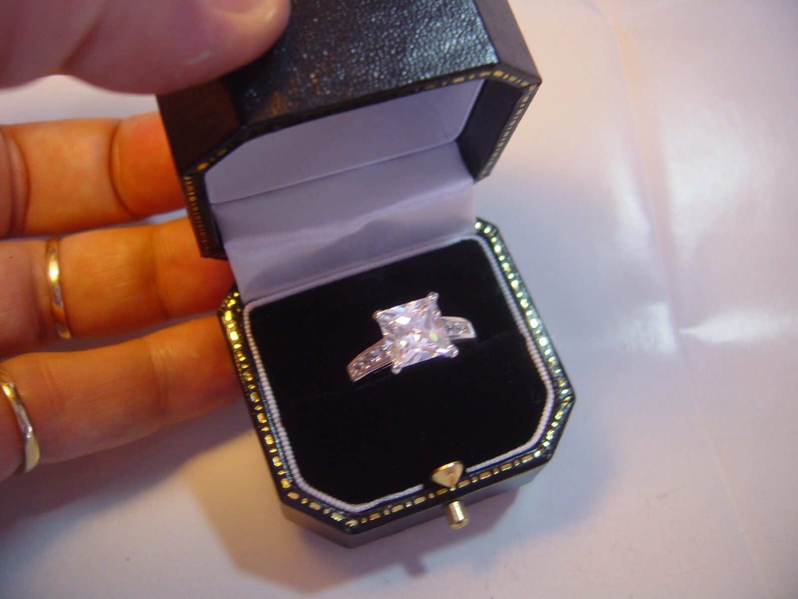 vintage solid silver superb square solitaire cubi… - image 1