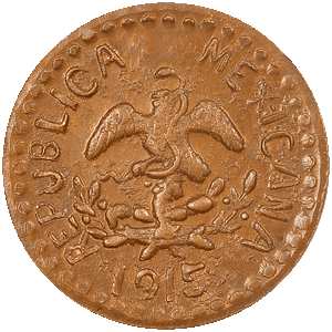 1915-MEXICO-2-CENTAVOS-Revolutionary-Issue-Puebla-KM-759-Uncirculated