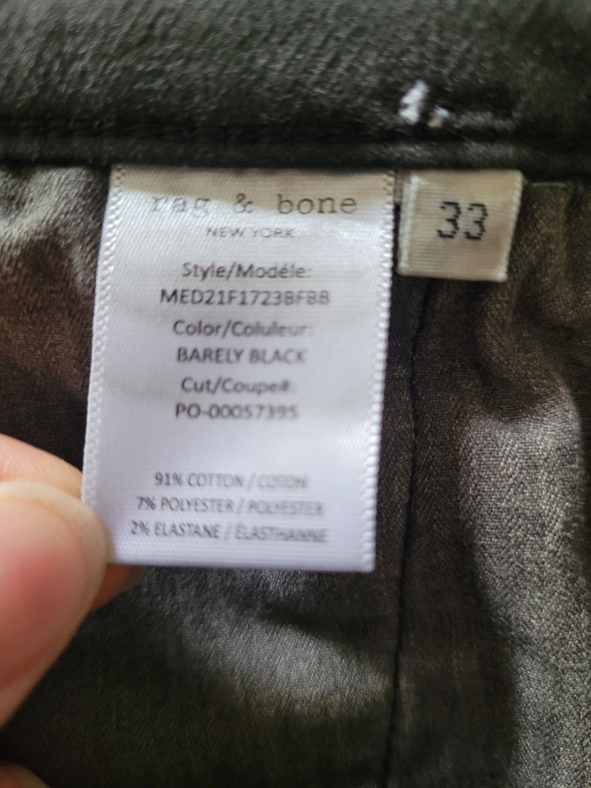 Rag & Bones Barely Black Basic Chino Pants Size 33 - image 12