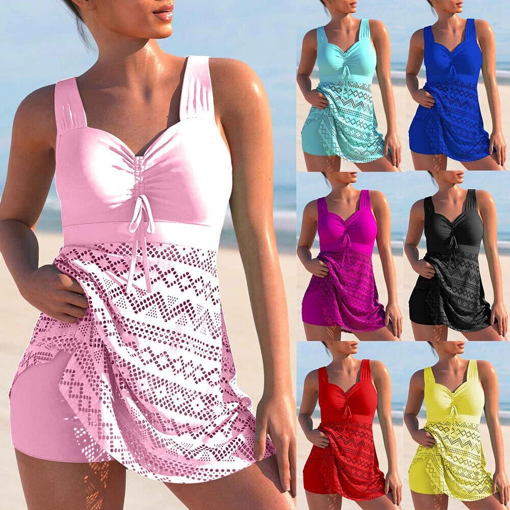 Womens Lace Beach Tankini Shorts Swimsuit Bathing Beachwear Costume  Swimwear Set