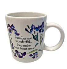 Coffee Cup Flowers "Families are wonderful... they make your heart smile" White