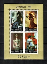 ROMANIA Scott's 3828 ( S/S ) Europa, Paintings and Sculptures F/VF MNH ( 1993 )