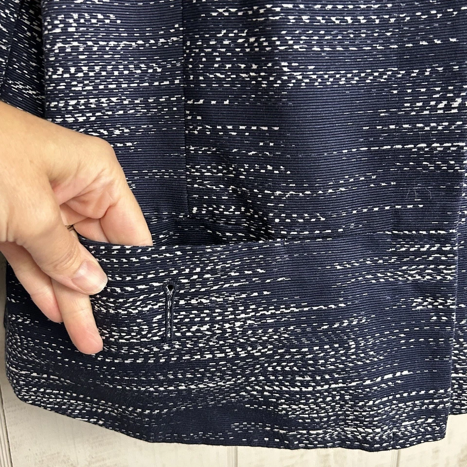 Jones New York Womens Blazer Jacket Plus Size 16 Snap Cotton Striped Nautical - Image 4 of 4