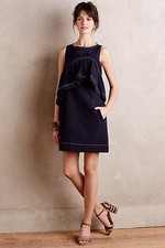 Anthropologie by KAREN WALKER - FRESCA Blue Cotton Ruffle Front Dress 10 L NEW