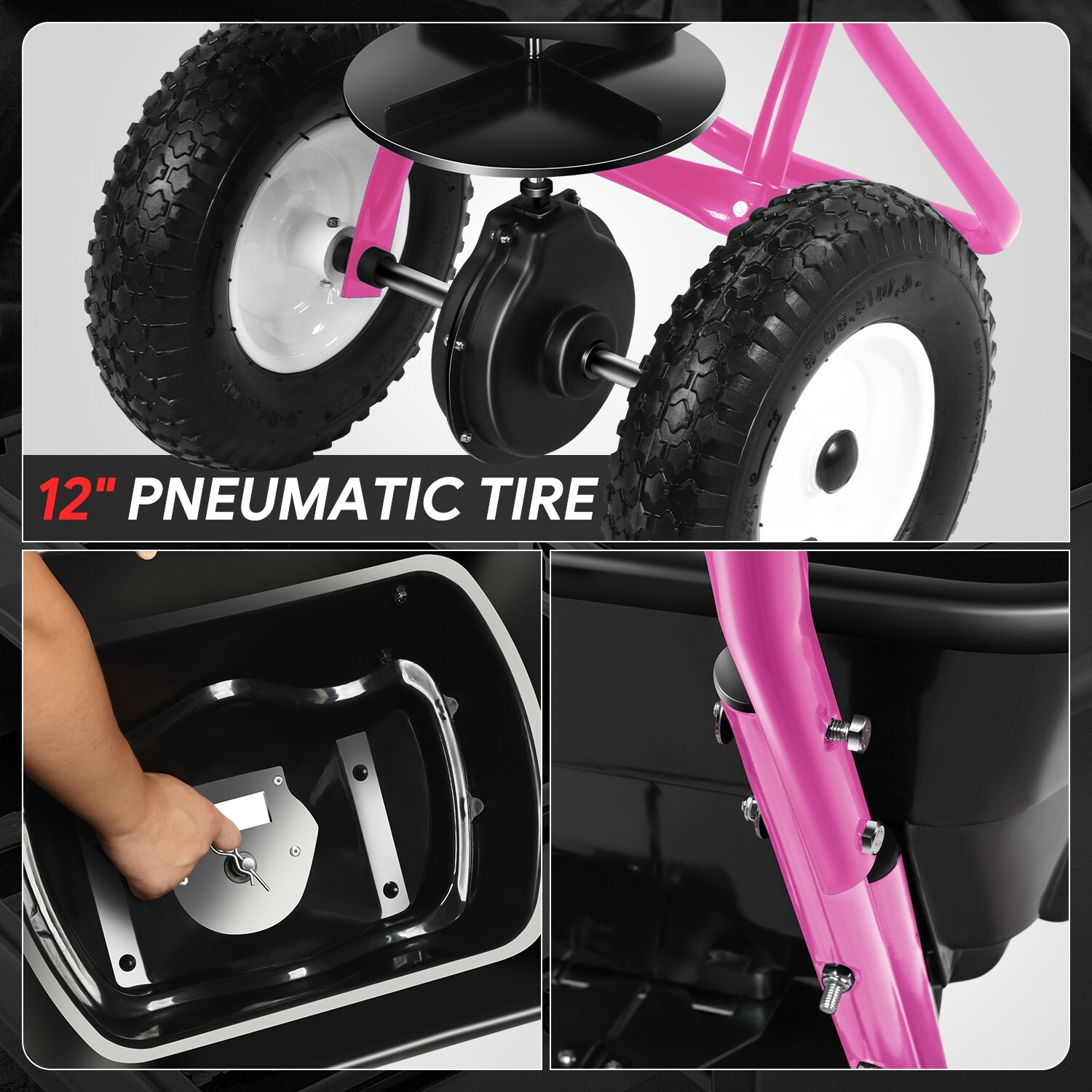 80LB Capacity Walk-Behind Purple Broadcast Spreader For Salt Fertilizer Seeds