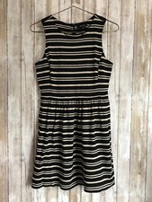 Madewell J. Crew Afternoon Dress Black White Textured Stripe S Small