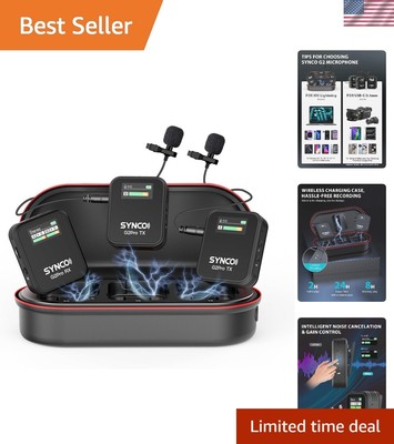 Wireless Lavalier Mic System Dual Channel 656FT Transmission for DSLR iPhone