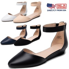 Women Low Heel Pointed Toe Zip Business Office Dress Shoes Comfort Flat Shoes