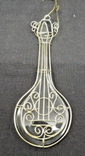 Vintage Handmade Gold Wire  Glass Violin Fiddle Christmas Ornament 6 1/2"