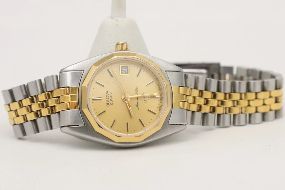 23mm Bulova Marine Star 330FT WR 90G17 NEW BAT Men Women Two Tone