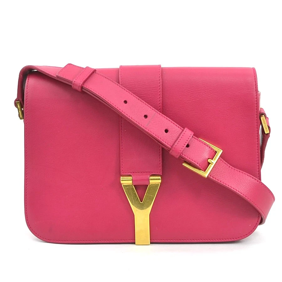 Saint Laurent — Auth SAINT LAURENT Shoulder Bag Pink Leather/Goldtone - 56174a
