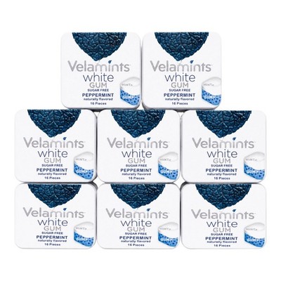 8-Pack Velamints Sugar Free Gum Peppermint Tins 16 pc per Tin White 04/2027