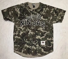 Rocksmith Ninjas #93 Cannabis Weed Camo Baseball Button Up Jersey Men’s L