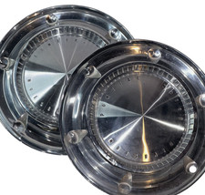 Pontiac Motor Division Chrome Hubcap Pair Bullet Style Pontiac Motor Division Chrome Hubcap Pair Bullet Style