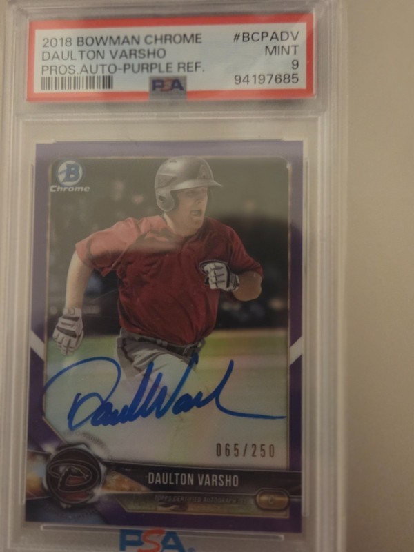 2018 DAULTON VARSHO PROS.AUTO PURPLE REF PSA MINT 9 BCPA-DV