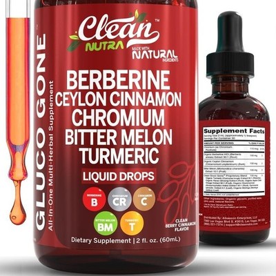 Organic Ceylon Cinnamon Berberine Liquid DropsSupplement with Bitter Melon NEW