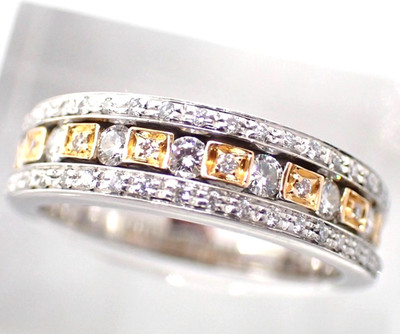 Damiani Belle Epoque Diamond 18k White Gold Rose Gold Two Tone Ring EU 51 US 6