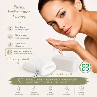 Raypath Face Glove - Removing Make-up & Natural White Soap whit Nanosilver 100g